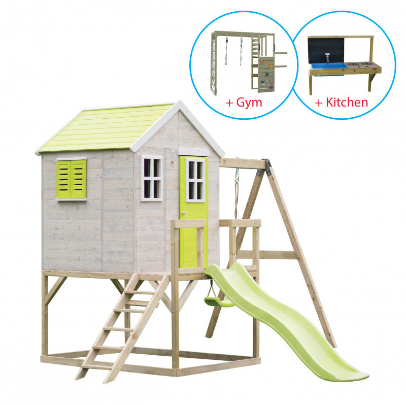 Casuta de gradina Lime Lodge cu tobogan, leagan, modul - Imagine 1 [ps:95920ef3-a87e-499b-972f-27720fe718b5]