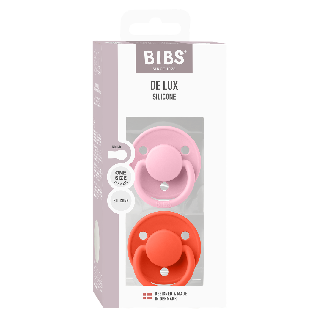 Set 2 Suzete BIBS De Lux Silicon, Tetină Rotundă - - Baby Pink/Tango (1) [ps:639d57b9-d7a7-4d91-a9a7-c52ead72ec4a]