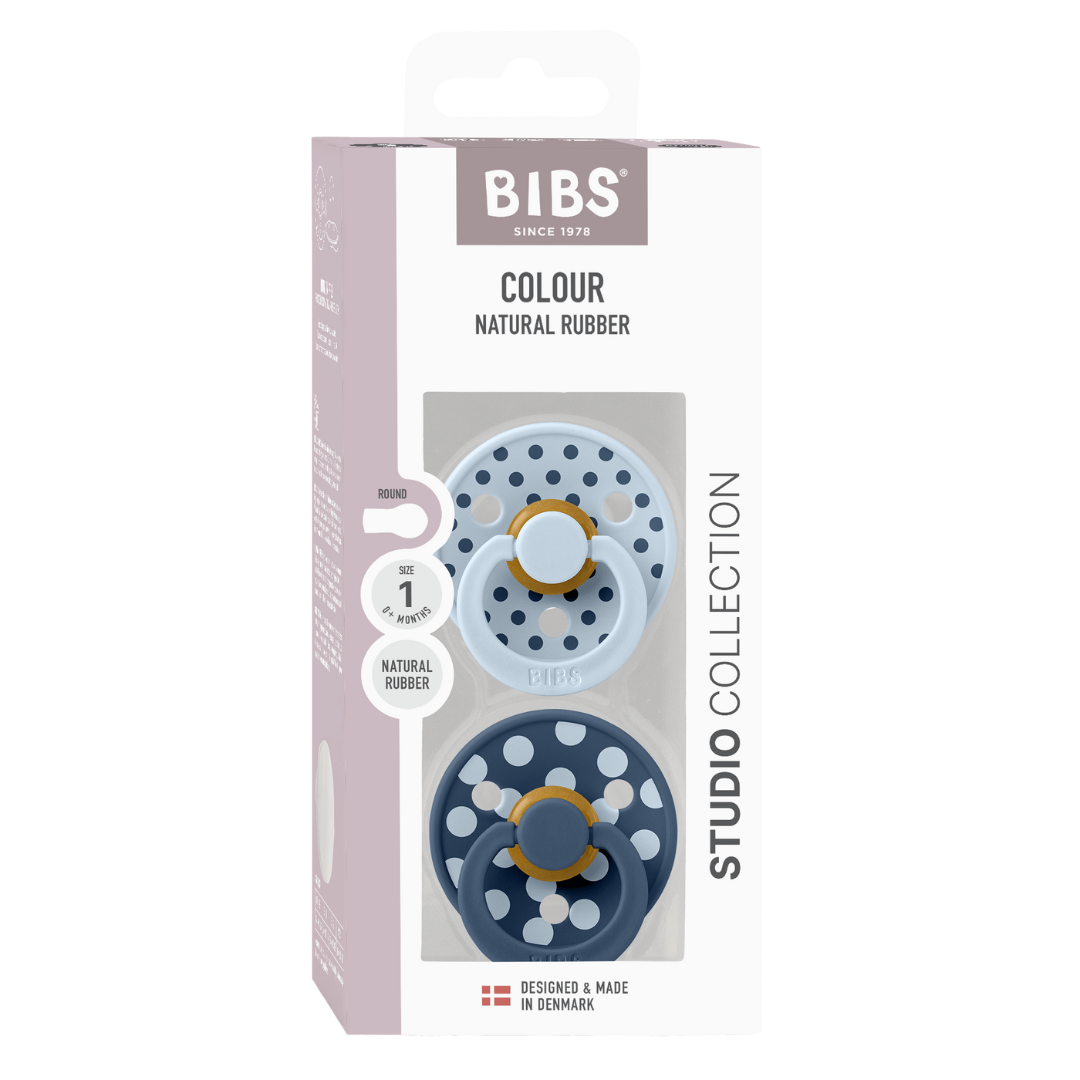 Set 2 Suzete BIBS Colour Studio Polka Dots, 0 luni, Rotunde - Bleu (1) [ps:db81ba9b-e4b5-4791-ac19-6788937aa783]