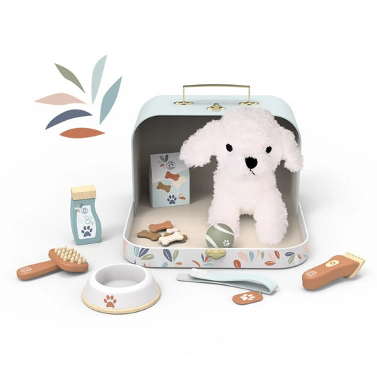 Set pentru copii cu valiza si catel de plus, Speedy Monkey - Imagine 1 [ps:8d1f72ce-c592-4050-a9cc-238575a93c02]