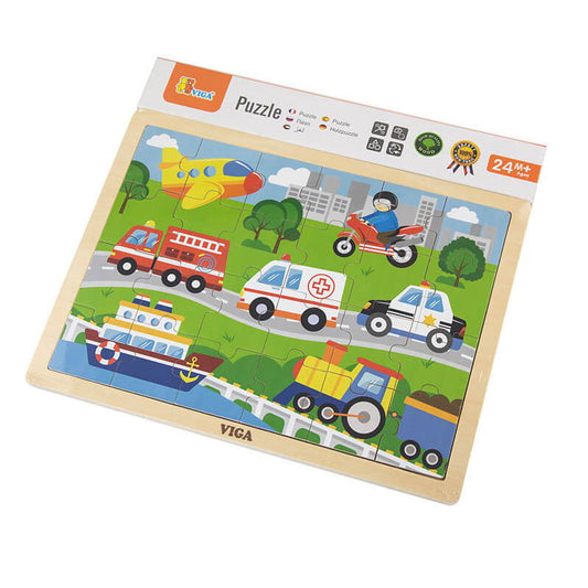 Puzzle Lemn Vehicule 24 Piese Viga Toys - Jucarie Educativa - Default Title (1) [ps:7c520869-fbc6-4f04-bb8e-24e93bc473d0]