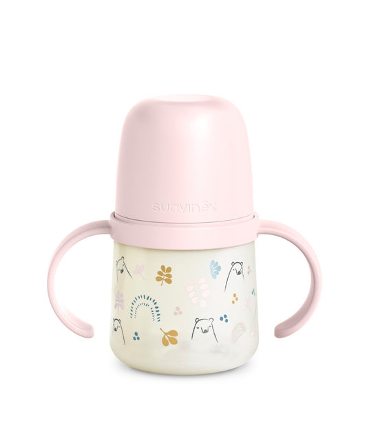 Prima cană cu muștiuc din silicon 150 ml, +4l, Bears, - Roz