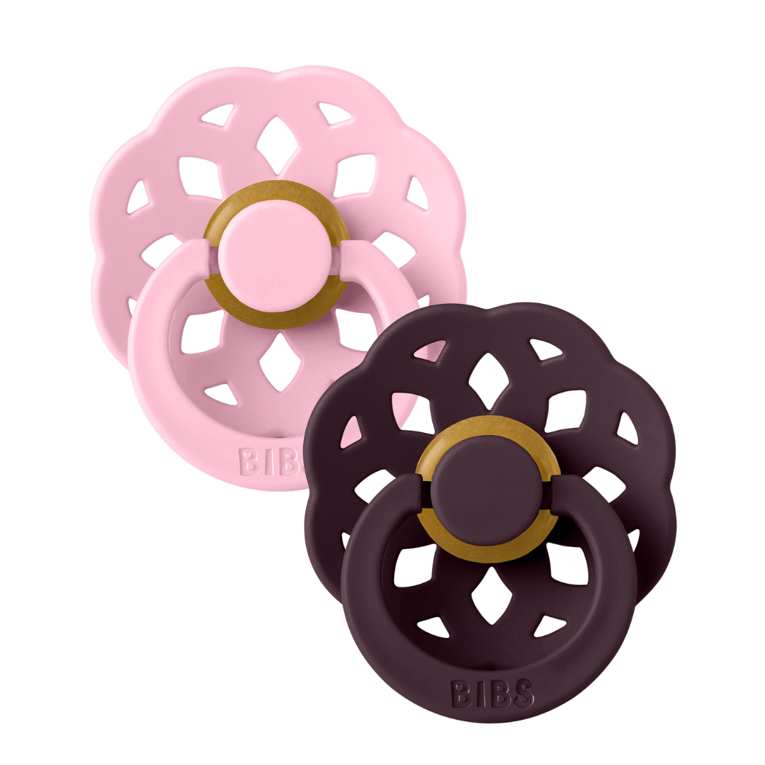 Set 2 Suzete BIBS Boheme Latex, Tetină Rotundă, 0 luni - Baby Pink/Plum (1) [ps:34483627-6669-4752-ba99-0226db5fbbfa]