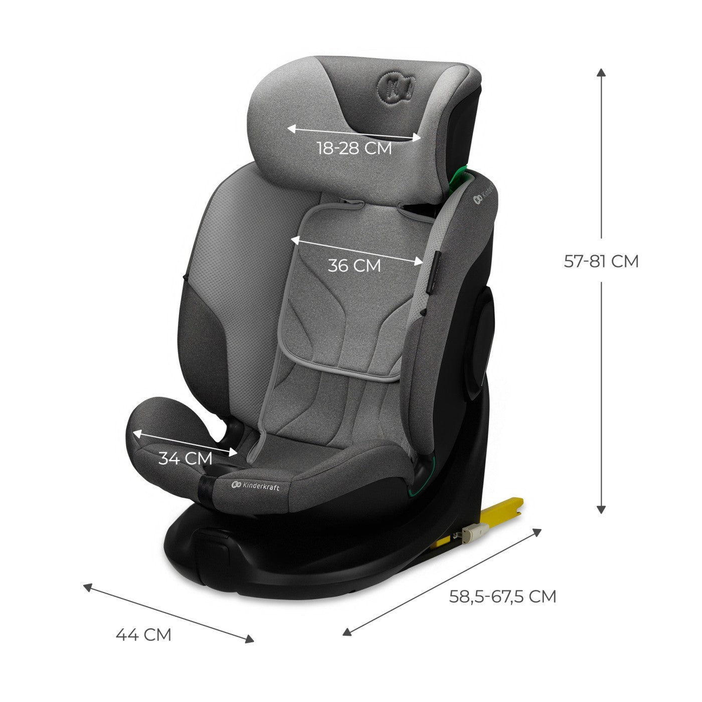 SCAUN AUTO KINDERKRAFT I-FIX, I-SIZE 40-150 CM, GRAPHITE - Gri