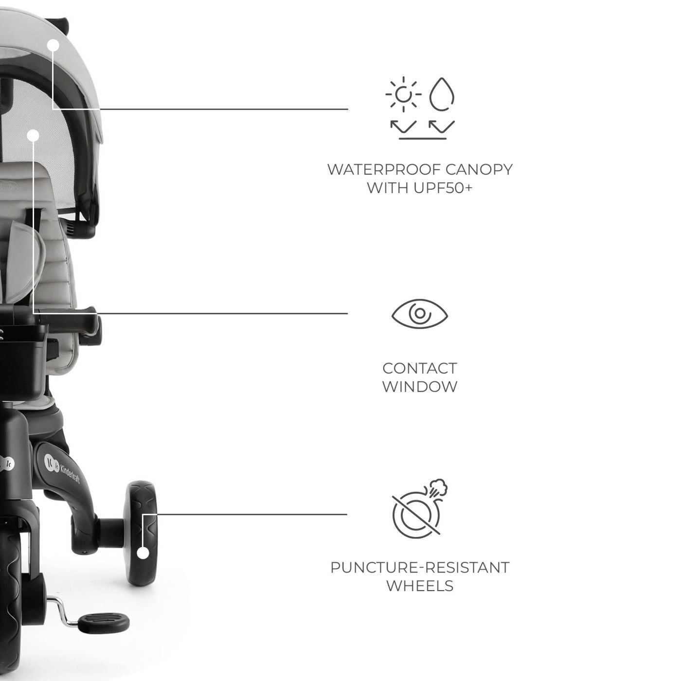 TRICICLETA KINDERKRAFT JAZZ 2, GREY - Gri