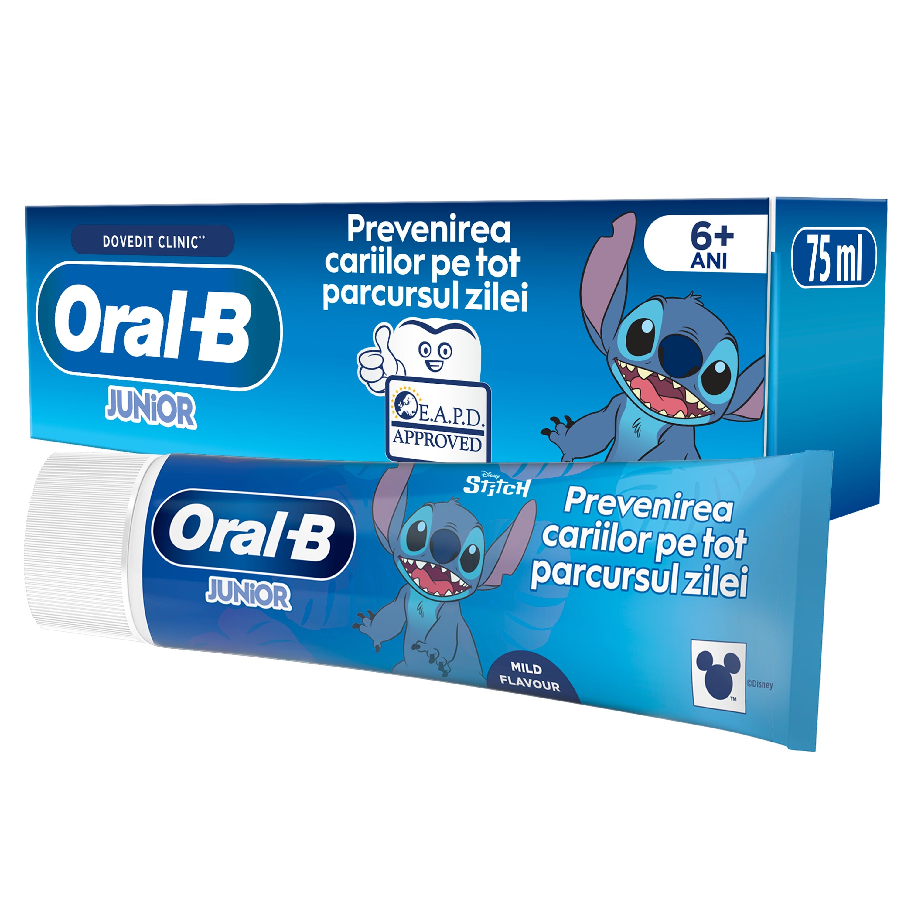 ORAL-B Pro Junior Stitch, pasta de dinti, pentru copii, 6-12 ani, 75 ml [ps:d25e711c-ee8e-42fb-bf01-fd423efeec79]