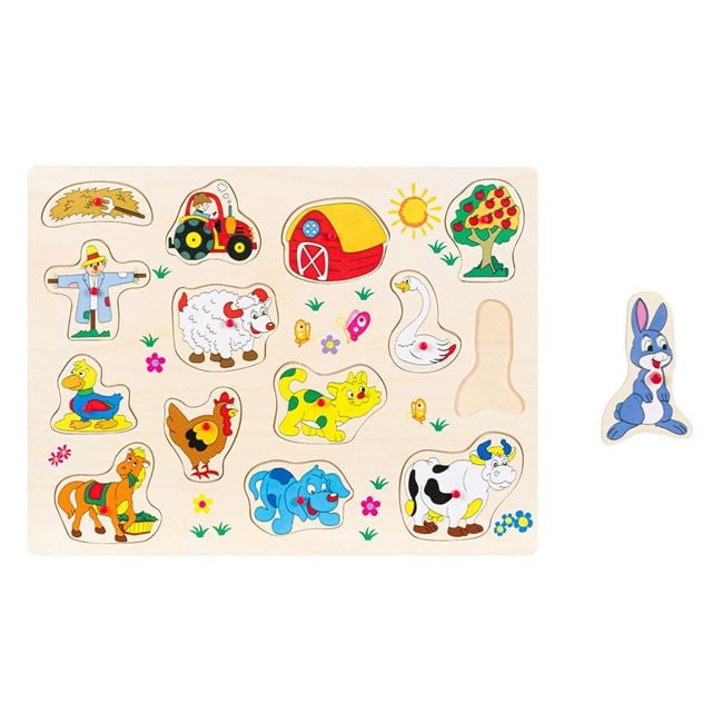 Puzzle Incastru Lemn Animale Ferma Jumbo, 14 piese - 40x30cm - Default Title (1) [ps:85c7fa1d-1413-487c-933f-eb86e8d92aa6]