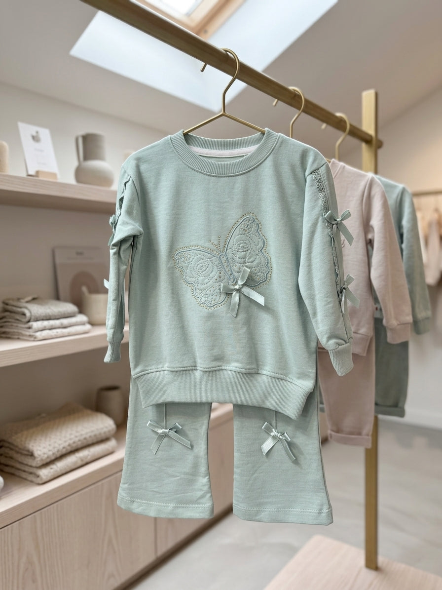 Set pantaloni si bluzita cu dantela si fundite Roz 2 ANI - Verde (1) [ps:5659f00f-c0b5-4c11-84f5-00afb25d88c7]