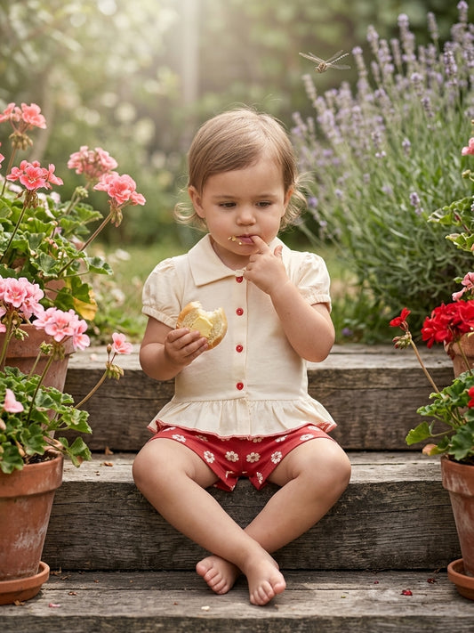 Set tricou stil cămașă și pantaloni scurți cu flori si - 5 ANI (1) [ps:37fc0f3d-3d14-4021-be0c-0c33c161f72c]