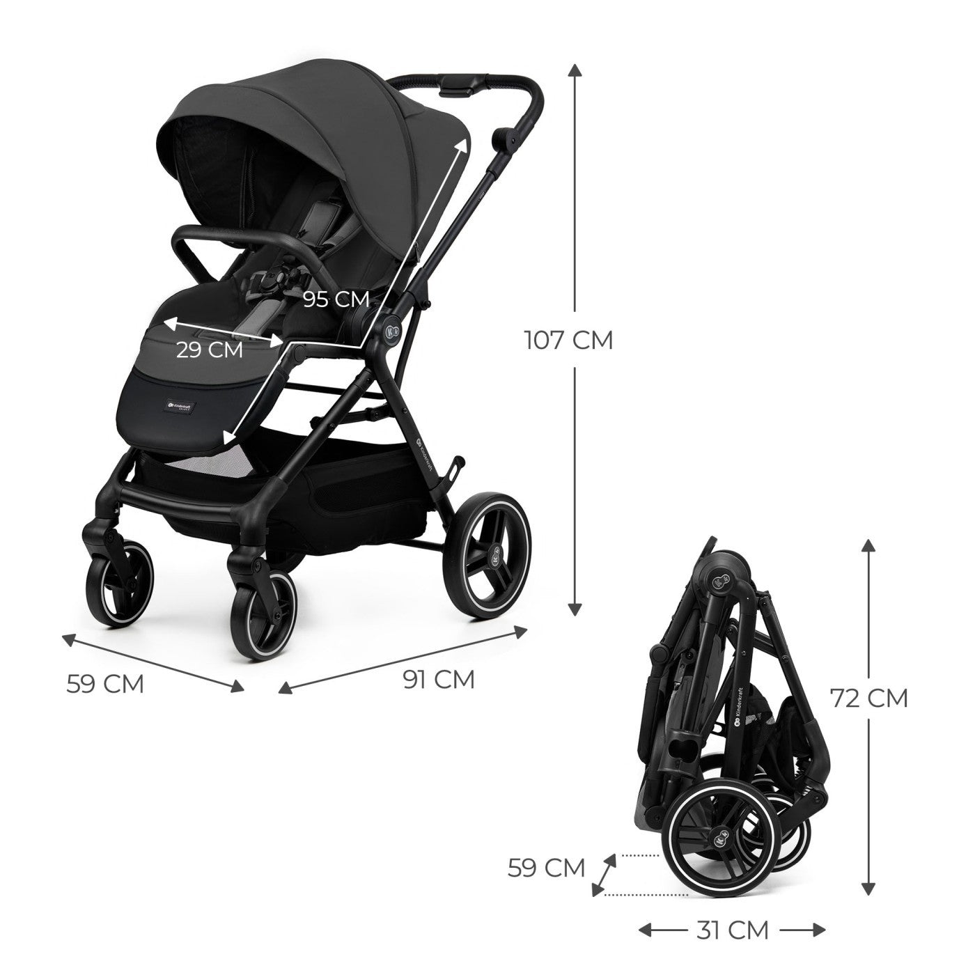 CARUCIOR SPORT KINDERKRAFT YOXI, GREY - Gri