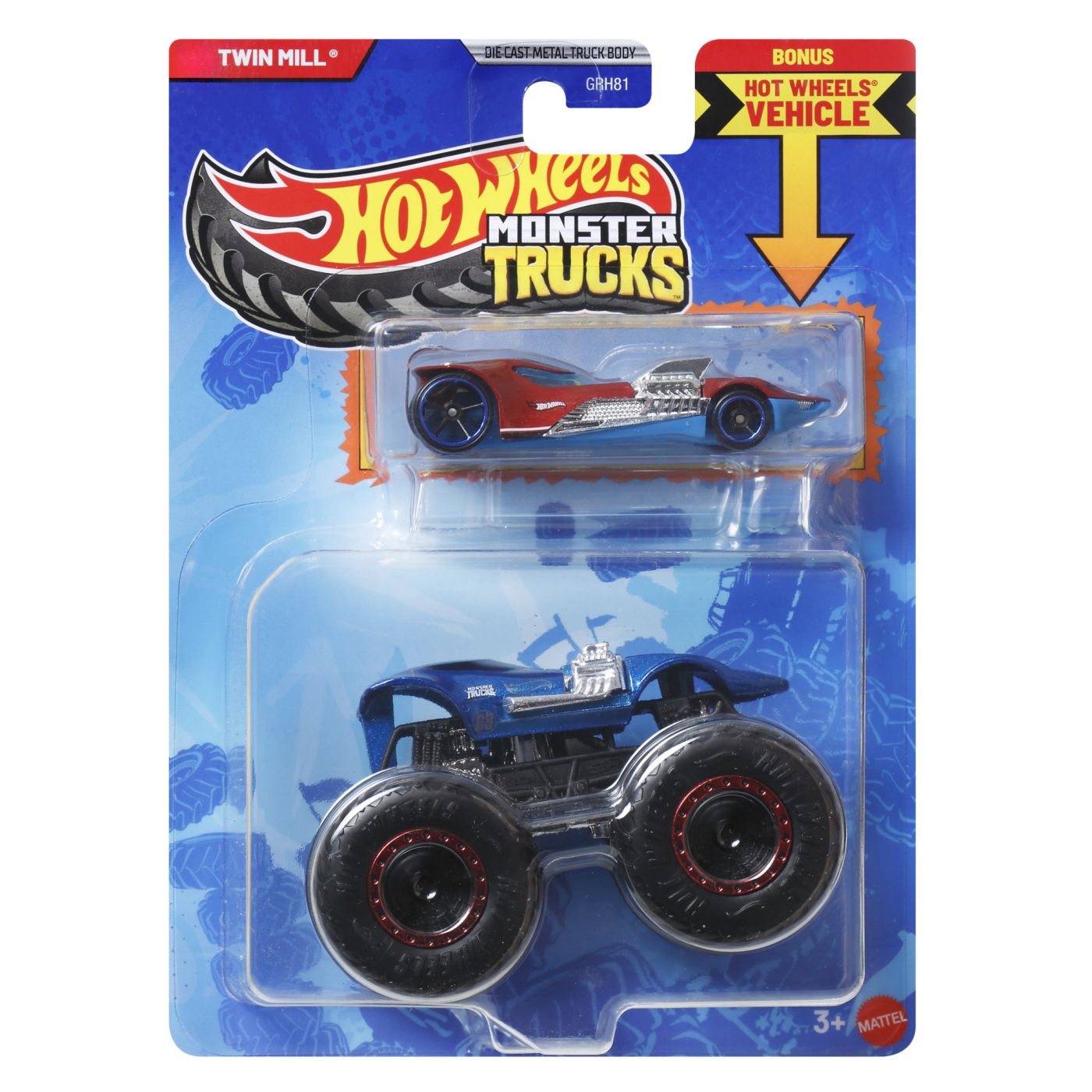 HOT WHEELS MONSTER TRUCK SI MASINUTA METALICA TWIN MILL - Imagine 1 [ps:cc625c8b-1acd-4d78-a85e-da208446c346]