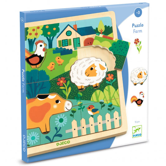 Puzzle din lemn Animale de la ferma, Djeco - Imagine 1 [ps:10dde288-2256-4dfa-9a3b-97b4a68c6002]