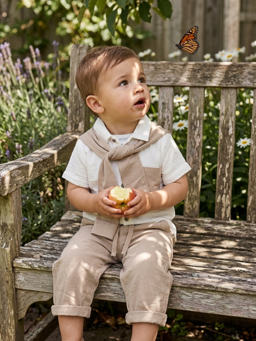 Set cămașă și pantaloni bej cu guler detașabil Concept - 4 ANI (1) [ps:076fec9e-7f8f-41c9-8f4c-6f4809a632a4]
