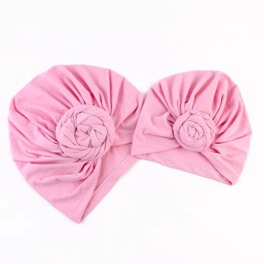 Set turbane mama-copil cu pampoane, roz drool - Roz [ps:122b972a-05d5-4c43-b2f4-9d31ea818286]