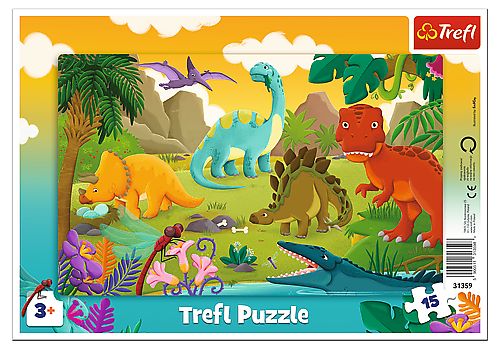 PUZZLE TREFL 15 CU CADRU DINOZAURI - Imagine 1 [ps:3d61d356-52ea-4145-b423-cbd46f8e4b6f]