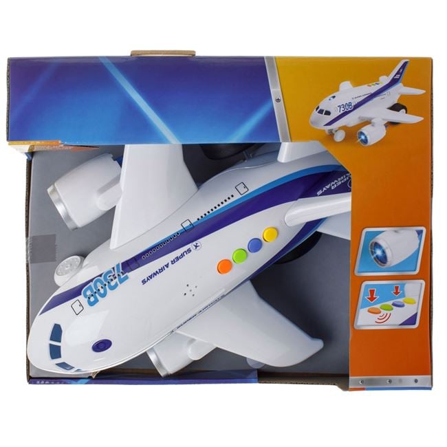 Avion Jumbo Nr.730B cu Sunet și Lumini | Jucărie Realistă - Alb Albastru (1) [ps:645264a3-878c-4689-8296-02c856a791d8]