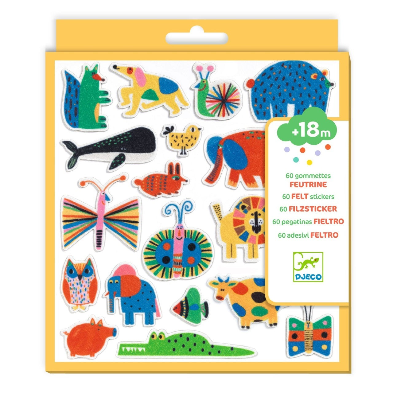 Set 60 stickere din fetru - Animale Vesele, Djeco - Imagine 1 [ps:55593bc1-4d40-4160-b024-c0c6bea61c1a]