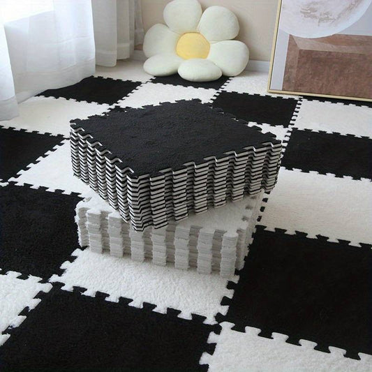 Set Covor Puzzle Flippy, Spuma EVA, 10 Piese, Alb | 30x30cm - Negru (1) [ps:0589e90e-3853-4ea9-940b-f875124a59f8]