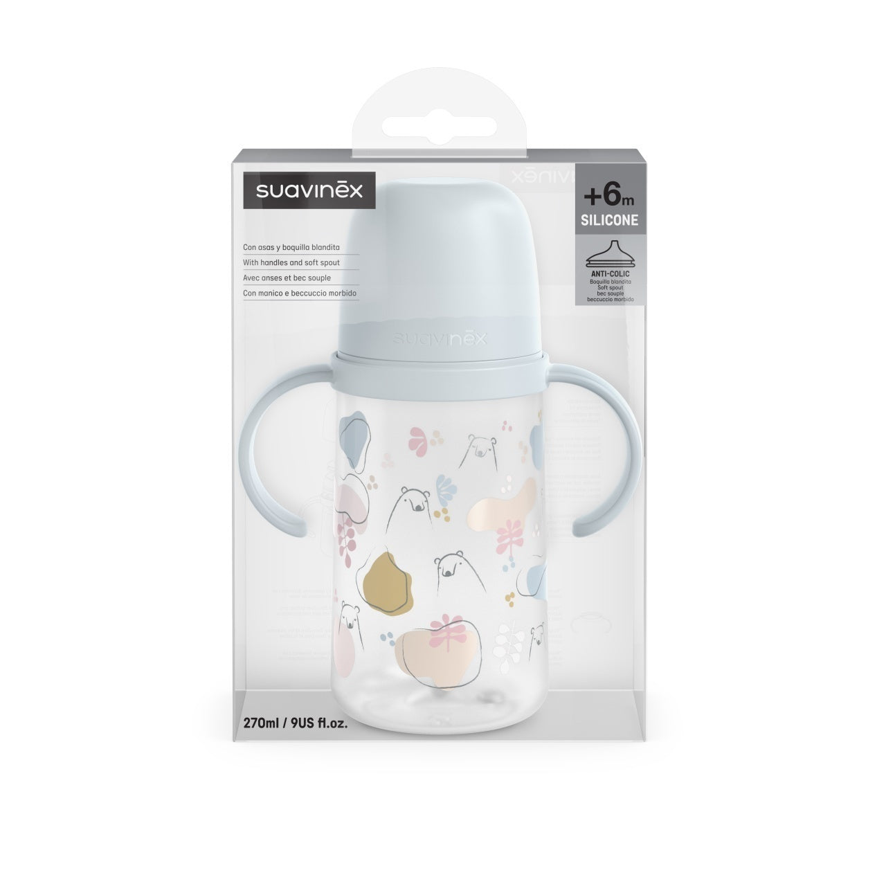 Cana cu muștiuc din silicon, 270 ml, Bears, albastru, - Albastru [ps:57395ebf-9b9d-4b3c-b980-c05d2344a235]