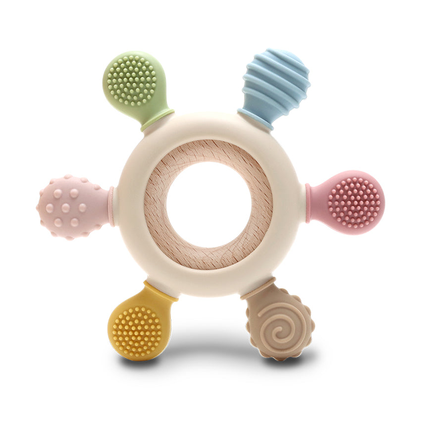 Jucărie Dentiție Lorelli, Silicon și Lemn de Fag, Beige - Beige (1) [ps:3c3d82b1-0dd5-4276-9eef-3b02cabde02e]