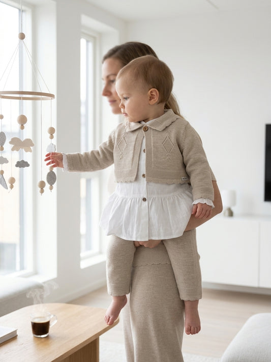 Set tricot bej cu cămașă albă și bolero Becool 6-9 Luni [ps:cf161e45-43bb-41e2-ad7d-660b8c358f73]