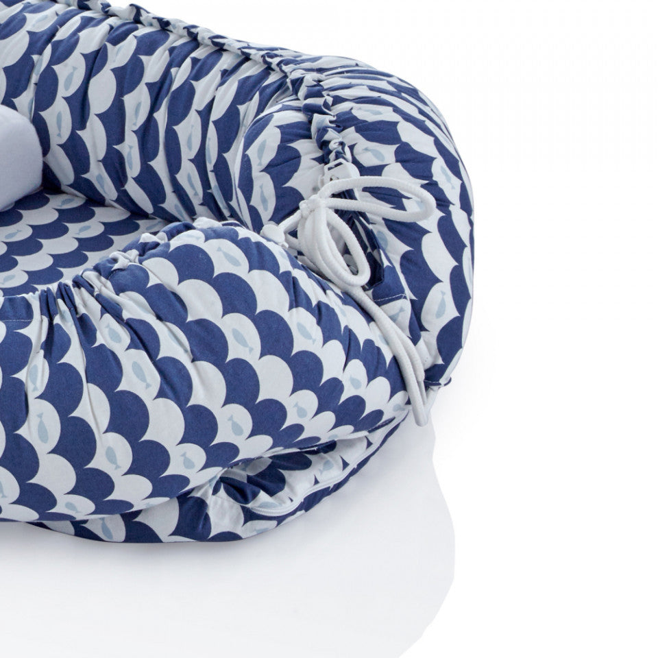 Salteluta BabyNest cu bara jucarii Between parents - Indigo