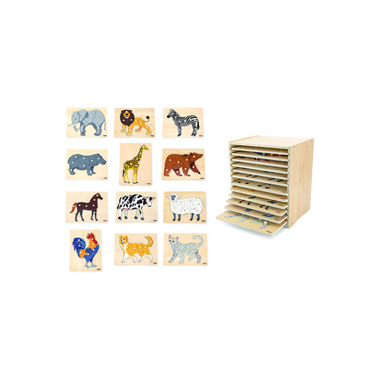 Set 12 puzzle-uri Montessori cu raft de depozitare, Viga [ps:58cb3319-80cb-4447-9411-eac4108772ce]