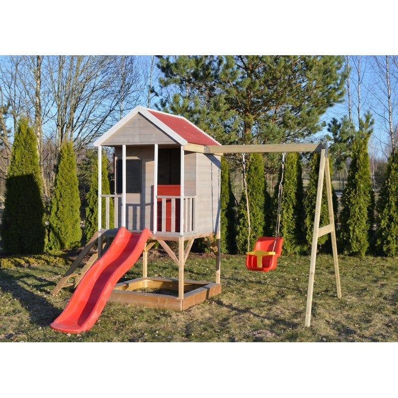 Casuta de gradina Summer Adventure House cu platforma cu loc pentru nisip, tobogan si leagan (M9) [ps:71223016-849c-4014-9e4f-d1473175c833]