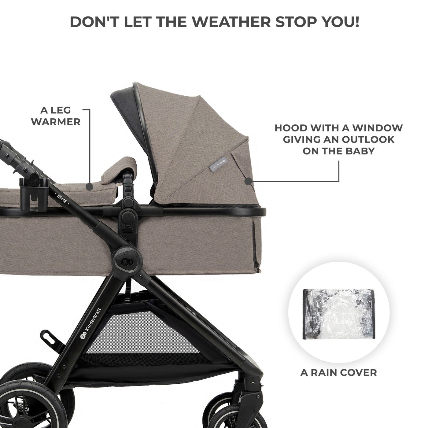 CARUCIOR KINDERKRAFT ESME, 3 IN 1, SAND BEIGE [ps:07ab3f31-656f-4e30-8a97-9e8fd5c432d2]