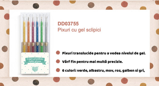 Set cu 6 roll-gel (markere) cu sclipici, Djeco - Imagine 2 [ps:03c1d34e-6f29-4f66-9637-8a98733caad5]