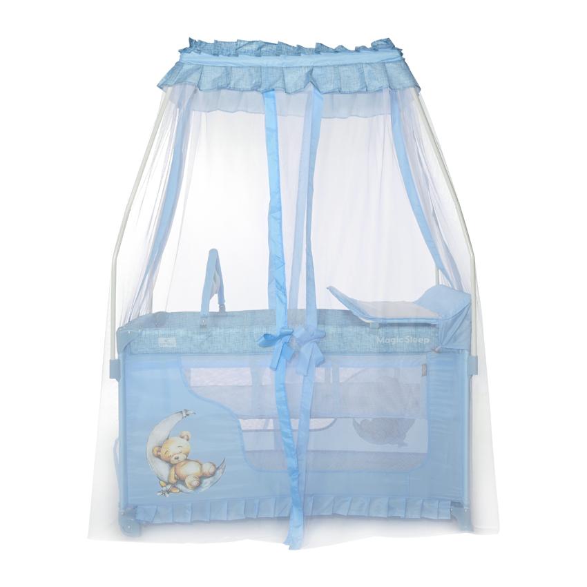 Pătuț Pliabil Lorelli Magic Sleep, Mellow Rose Ballerina - Blue Moon Sleeping Bear (2) [ps:e70a8985-33e0-4007-83cf-174292394d2c]