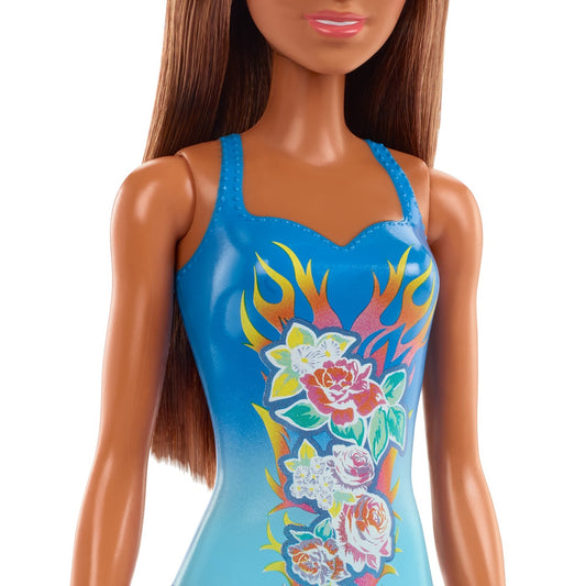 PAPUSA BARBIE SATENA CU COSTUM DE BAIE ALBASTRU Mattel - Albastru