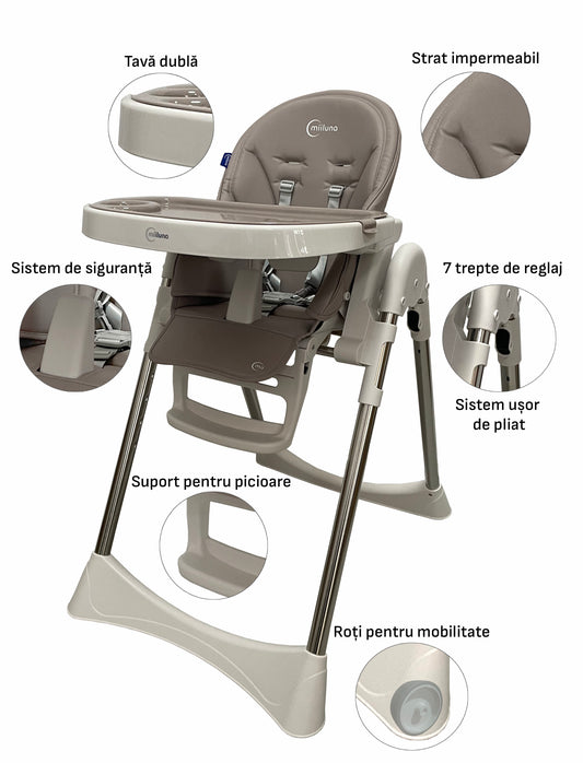 MIILUNA SCAUN DE MASA PLIABIL ANDROMEDA, GREY VIVA TOYS - Imagine 2