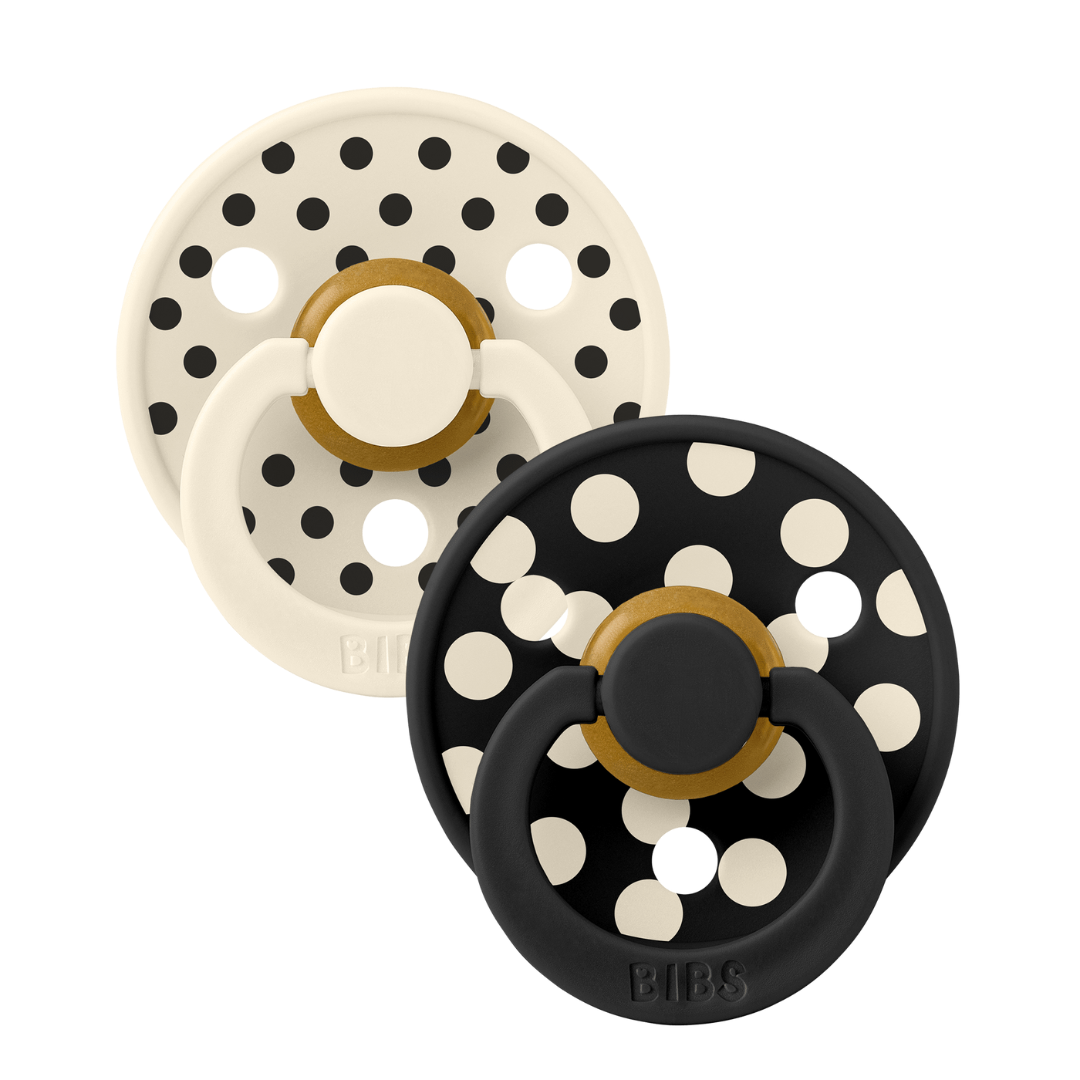 Set 2 Suzete BIBS Colour Studio Polka Dots, 0 luni+ | - Ivory/Black (2) [ps:61fb1e60-97d3-48ca-8fec-07237e201133]
