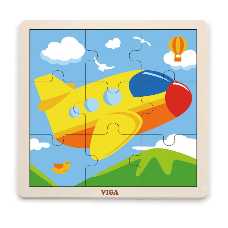Puzzle din 9 piese mari - avion [ps:01e75b81-6b46-4813-ace8-62cdf243860b]