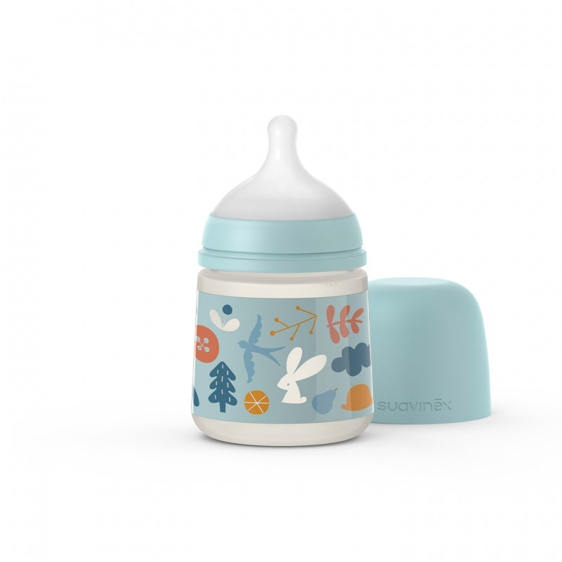 Biberon din silicon, 150ml, SX Pro debit lent, albastru, - Albastru