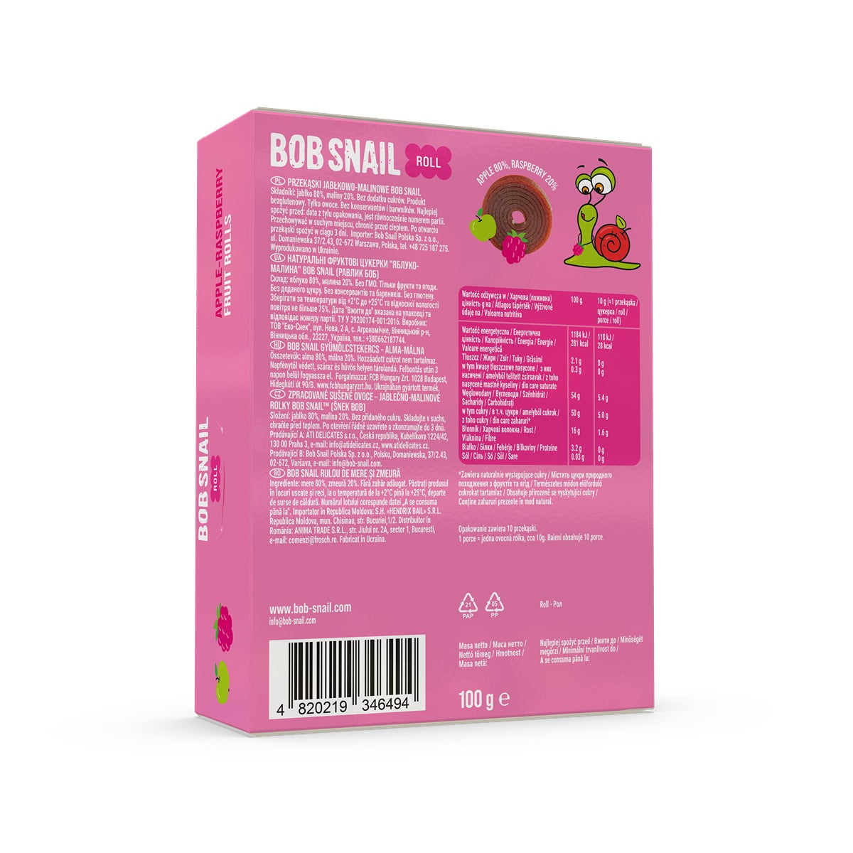 BOB SNAIL Fruit Rolls, Rulou din fructe, gustare din - Imagine 2