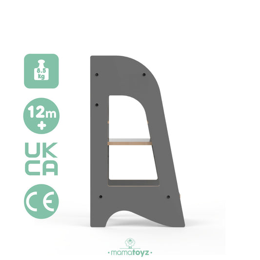 Turn de invatare MamaToyz Learning Tower din MDF, Gri - Imagine 2