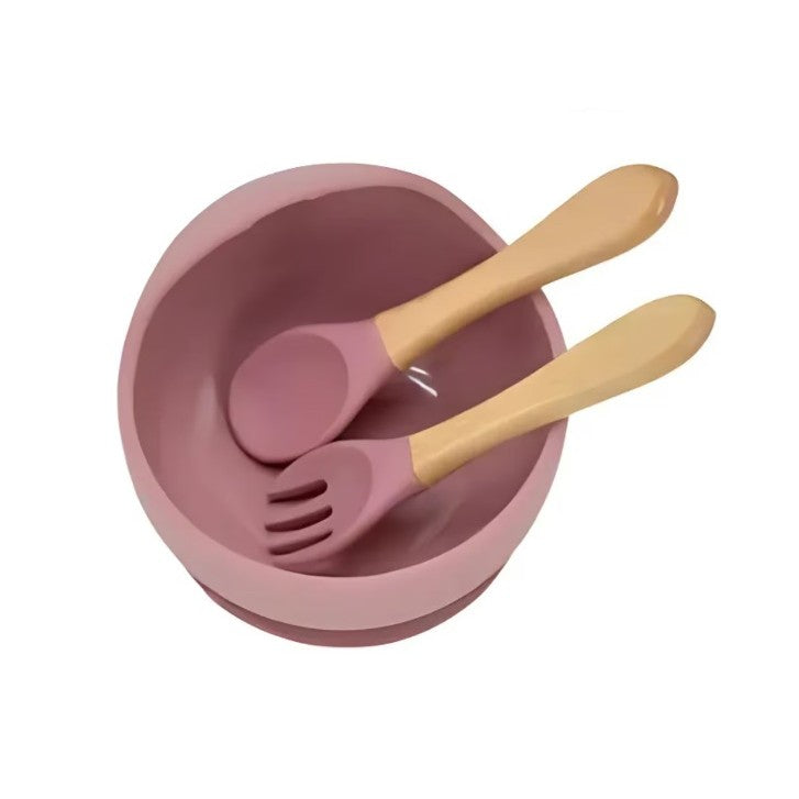 Set Servire Masă Flippy 10 Piese, Silicon și Lemn, Roz - Maro (2) [ps:01cc6fd8-efe1-402e-ab97-942a7571e2e3]