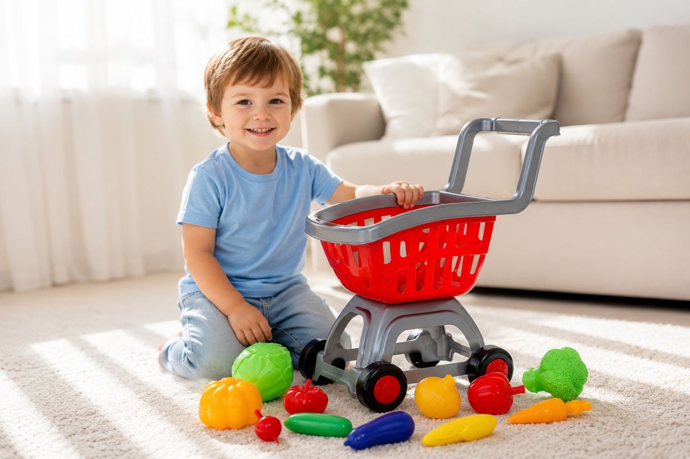 Cărucior Cumpărături cu Legume Roșu Argintiu Viva Toys - Rosu Argintiu (2) [ps:91e861bb-3fdd-41b9-b7c3-13670b242691]