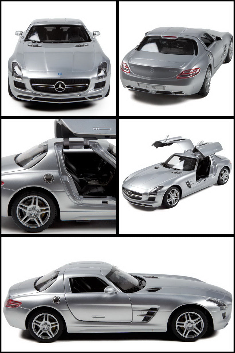 MASINA CU TELECOMANDA MERCEDES-BENZ SLS AMG ARGINTIU CU SCARA 1 LA 18 [ps:813f00e8-2ba1-4602-8574-b1b5bfe168b5]