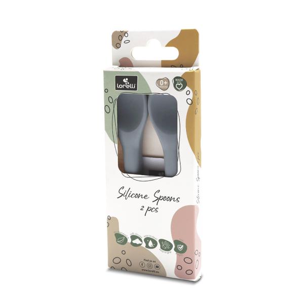 Set 2 Lingurițe Silicon Natural Lorelli, 6 luni+, Fresh - Grey (2) [ps:65905877-5f59-48fb-8b38-b0e2caa01de6]