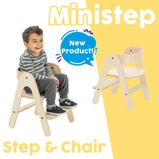 Scaunel inaltator 2 in 1 din lemn MamaToyz - Imagine 2