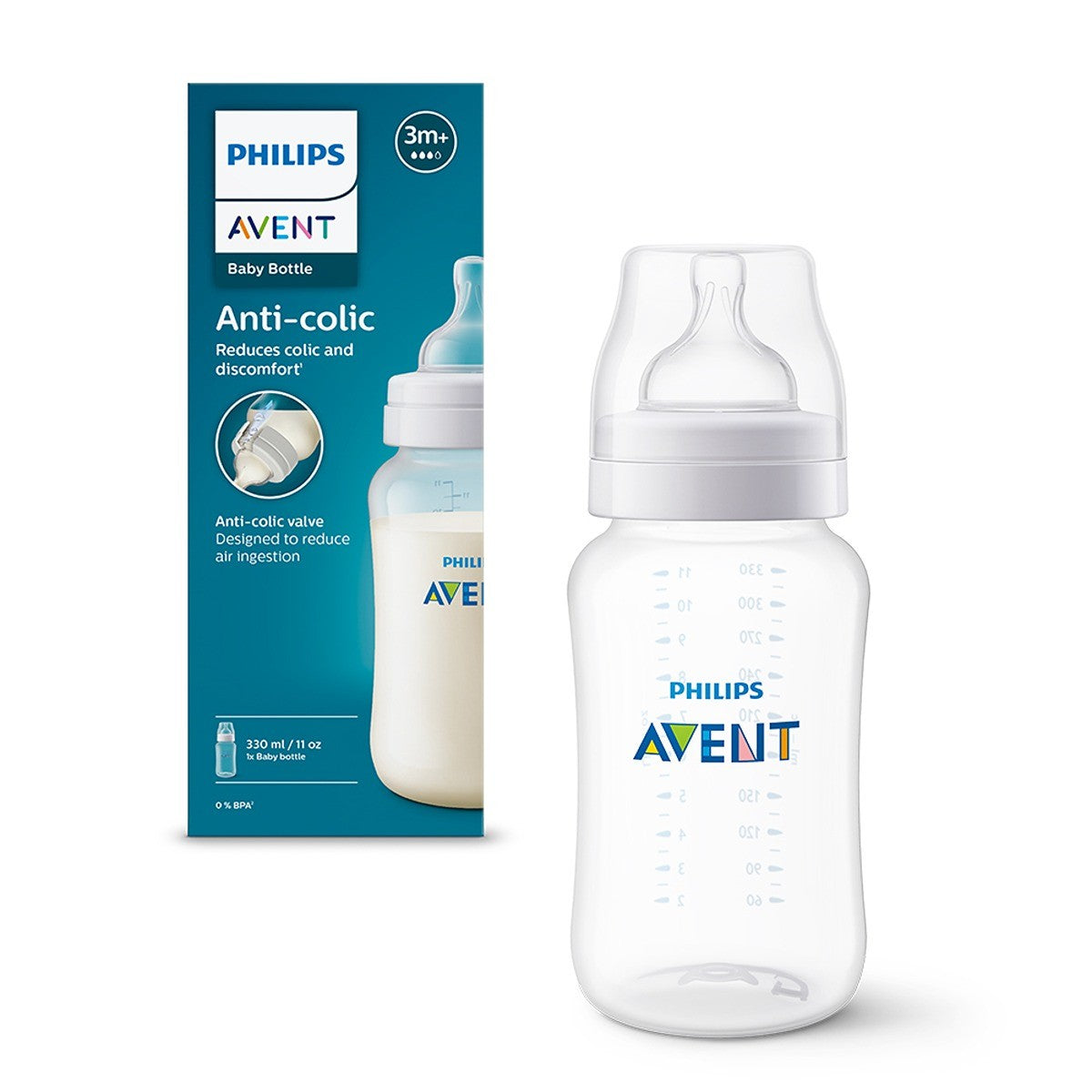 PHILIPS SCY106/01 Avent, biberon anti-colici, 3 luni+, 330 ml [ps:e8f8c135-cffe-4764-95d1-0fde759566a6]