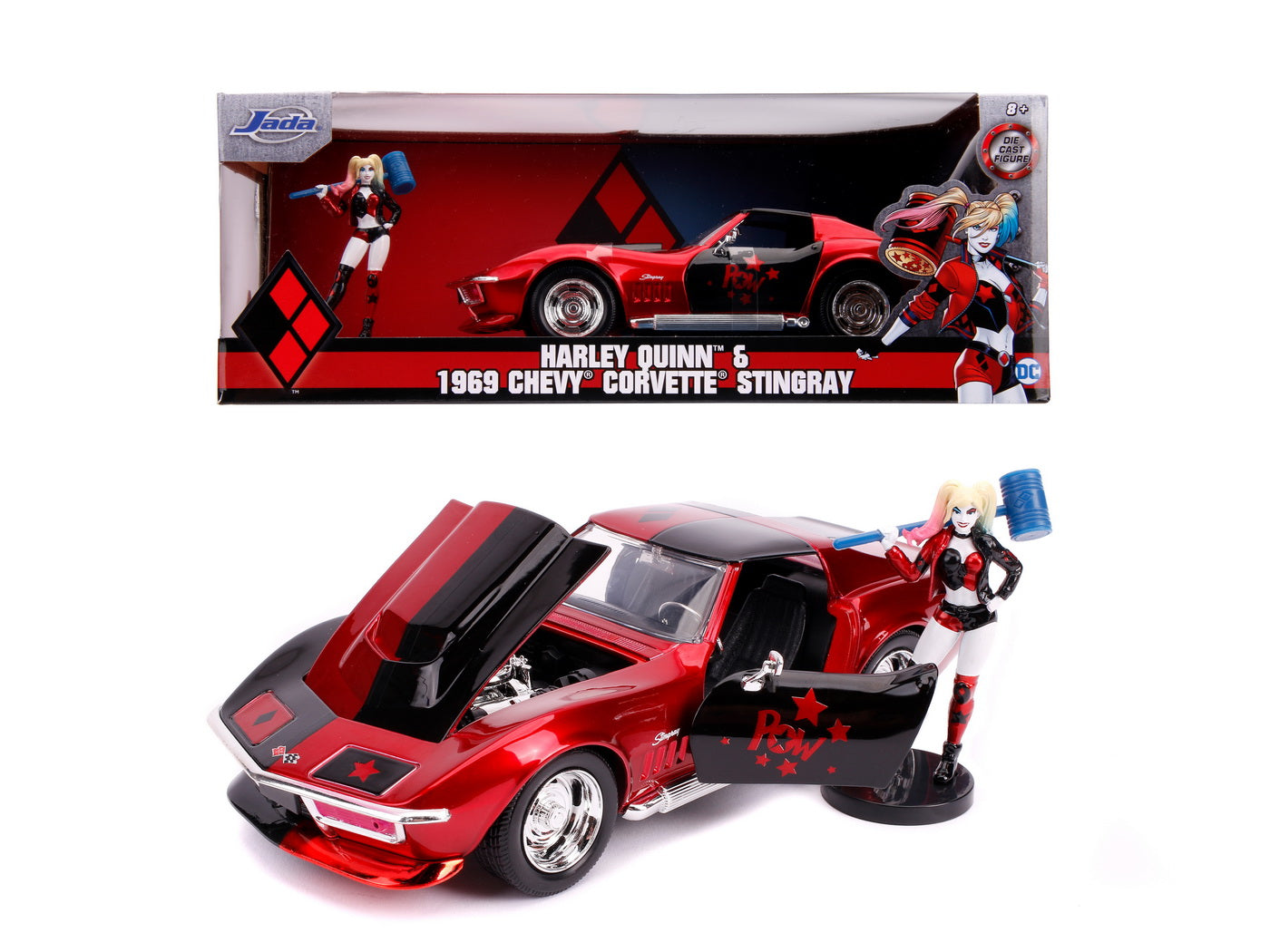MASINUTA DIN METAL HARLEY QUINN 1969 CHEVY CORVETTE - Imagine 3 [ps:4a257bfc-2f6f-409d-9b32-0b475285a067]