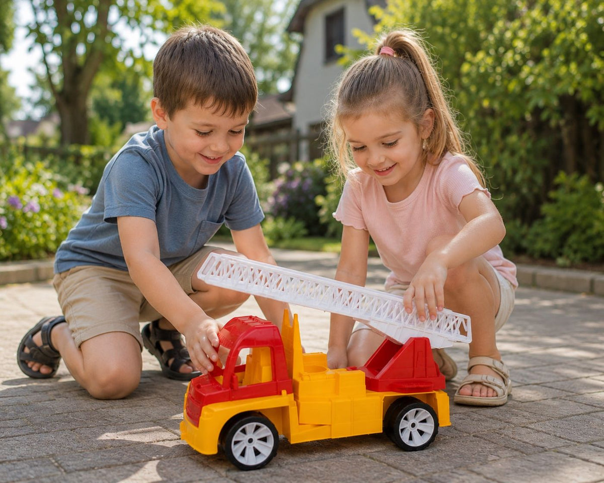 Mașinărie Pompieri cu Scară Viva Toys, 46cm - - Portocaliu Rosu (2) [ps:4e7a132e-09a9-4dd6-b2f5-c45a18dbef80]