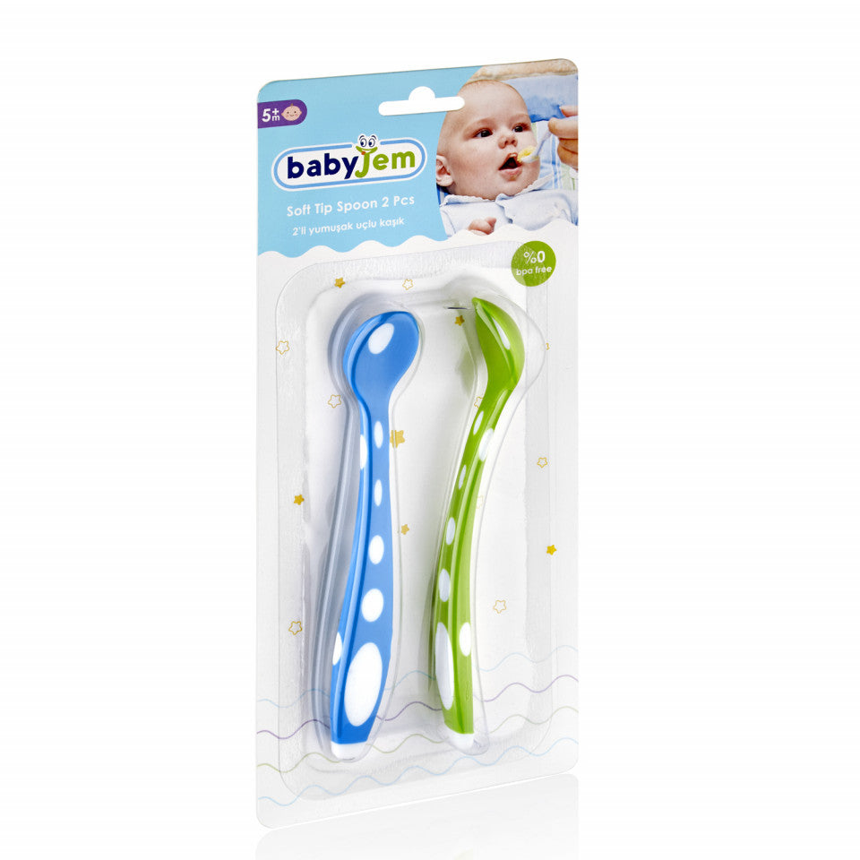 Set 2 lingurite din silicon BabyJem Soft Spoon (Culoare: - Bleu