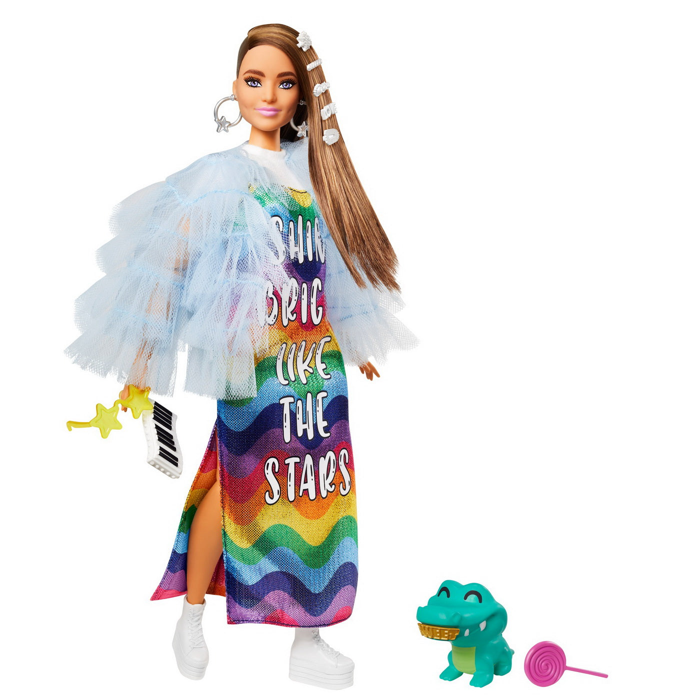 PAPUSA BARBIE EXTRA STYLE ROCHIE CURCUBEU Mattel - Imagine 2