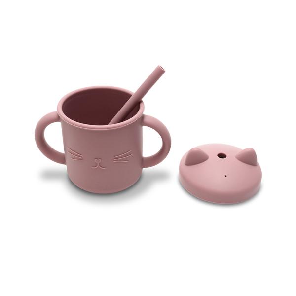 Cănuță Lorelli cu Manere și Pai, Silicon Natural, Fresh - Pink (2) [ps:8ff15829-7a4f-4a73-8660-ebb6eac0991b]