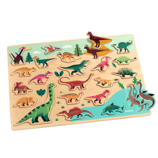 Puzzle lemn Dinozauri, Djeco - Imagine 2